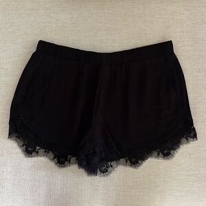 Black Shorts with Lace Trim